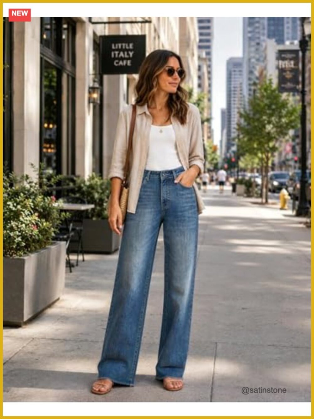 High Waisted Straight Leg Jeans Stretchy Raw Hem Denim Tummy Control - Picture 3 of 5